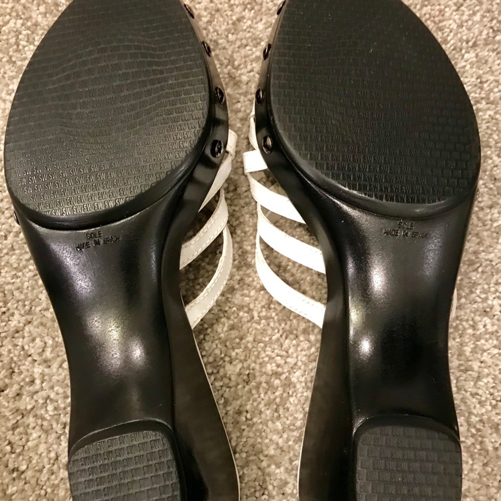 Stuart Weitzman White Calf Open Back Sandals - image 4